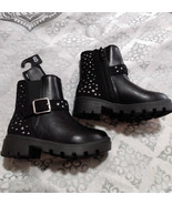 NWOT Toddler Girls Size 8 Black Boots With Silver Glittery Star Cutout D... - $7.47