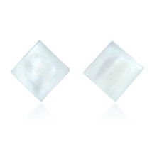 Geometrical Blue Rhombus Natural Shell Sterling Silver Stud Earrings - £6.77 GBP
