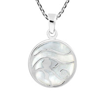 Ancient Symbol Eye of Horus White MOP Inlay .925 Sterling Silver Necklace - £17.17 GBP