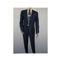 Men Suit BERLUSCONI Turkey 100% Soft Italian Wool Super 180's #Ber28 Navy Blue image 3