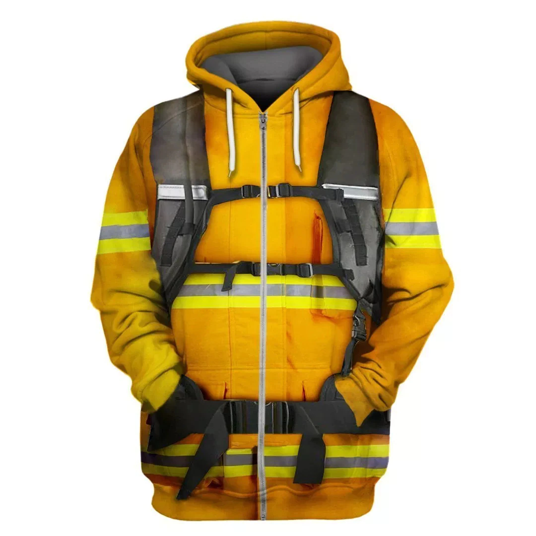 Hipster Cosplay Firefighter 3D Printed Firefighting Jacket Men/women Fashion Pul - £62.52 GBP