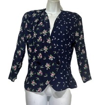 Vintage Tareti Howard Lei USA Blue Floral Cottagecore Cardigan Sweater S... - $29.69