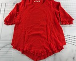 Soft Surroundings Top Womens Large Red Orange Cotton Flowy Layered Lettu... - $24.74