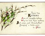 Tiny White Kittens &amp; Pussy Willows Postcard 1924 - $11.88