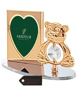 24k Gold Plated Teddy Bear Picture Frame Made with Genuine Matashi Crystal - €21,45 EUR