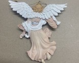 Angel with Horn Hand Painted Resin Christmas Ornament 5 inch - $7.87