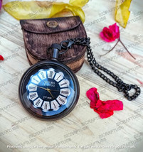 Vintage Brass Pocket Watch with Leather Box Antique Pocket Watch Men Women Gift - £23.61 GBP