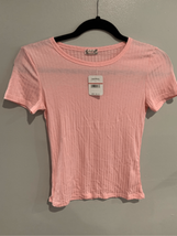 FREE PEOPLE Ribbed Tshirt-NEW Bubblegum Pink S/S Womens Intimately XSmall - £11.83 GBP