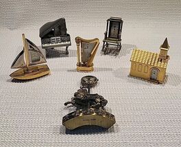 Miniature Clock lot 6 Timex Elgin Gold &amp; Silver Tones EUC Not Tested - $34.92
