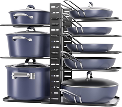 Pots and Pans Organizer under Cabinet 14.55 Height Adjustable 8-Tier Pot... - $27.76