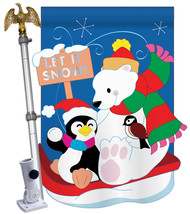 Snow Fun - Applique Decorative Aluminum Pole &amp; Bracket House Flag Set HS114058-P - £68.10 GBP