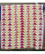 80% HAND SEWN &amp; NO STAINS vintage QUILT antique cotton HOMEMADE square 8... - $410.29 CAD