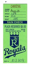 Kansas City Royals Rain Check Ticket Plaza Reserved $6.00 Price  - £14.31 GBP