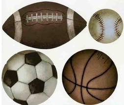 Football Basketball Baseball Soccer Ball RoomMates Play Ball Wallpaper Cutouts - £9.95 GBP