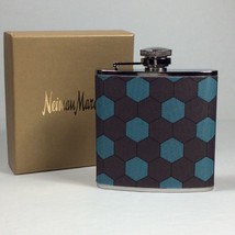 Neiman Marcus Gift Boxed Honeycomb - Print Fabric Flask.Turquoise/Brown - £25.87 GBP