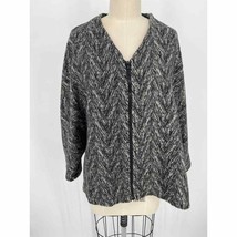 Istina Design Dolman Jacket Estimated Sz M Black White Chevron Wool - $39.20