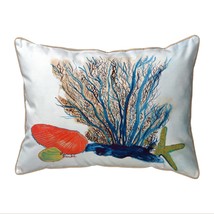 Betsy Drake Coral &amp; Shells Extra Large Corded Indoor Outdoor Pillow 20x24 - £48.67 GBP