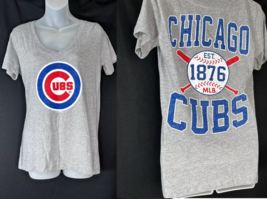 MLB Campus Lifestyle Womens Grey Chicago Cubs Double Sided T-Shirt Size L - $12.99