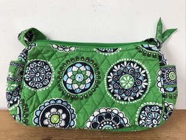 Vtg Vera Bradley Green Cotton Paisley Clutch Baguette Handbag Purse 9.5&quot; Small - £21.23 GBP
