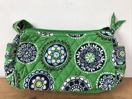 Vtg Vera Bradley Green Cotton Paisley Clutch Baguette Handbag Purse 9.5&quot; Small - £20.15 GBP