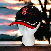 Browning Spellout Logo 1878 Flexfit Black Red White Fitted Baseball Hat Size S-M - £22.43 GBP