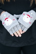 Grey Santa Claus Fingerless Gloves with Convertible Mittens - £6.70 GBP