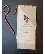 Vintage 1939 Richmond Indiana High School Senior-Faculty Dinner Dance Ca... - $37.94
