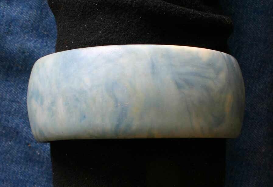Primary image for Elegant Marbled Blue Plastic Bangle Bracelet 1960s vintage