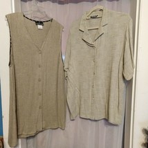 Loose Knit Button Front NYCC Top Sz Large  +  Carole Little Rayon Vest S... - £10.09 GBP