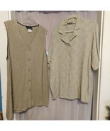 Loose Knit Button Front NYCC Top Sz Large  +  Carole Little Rayon Vest S... - $12.74