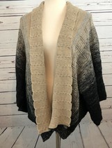 Chicos Chunky Knit Sweater Lagenlook Medium Large Open Front Cardigan Hole - £18.13 GBP