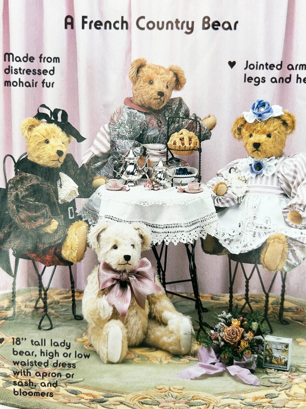 Camille French Country Bear 18" w/Clothes Pattern Goosberry Hill Country Crafts - $9.45