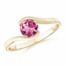 ANGARA Semi Bezel-Set Solitaire Round Pink Tourmaline Bypass Ring - £723.12 GBP