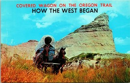 Vtg Postcard Conestoga Wagon Covered Wagon on Oregon Trail How West Began  - £3.05 GBP