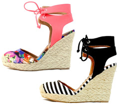 Quipid Val-96A Almond Toe Wedge Straw Ankle Strap Espadrille Platform Shoes - $13.99