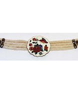 Vintage Cloisonné Rope Belt Multicolored Woven Floral - £15.72 GBP