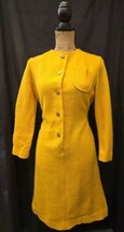 VTG Unbranded Yellow Woolen Half-Button, Half-Belted Longsleeve Dress Si... - $22.50