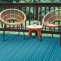 Cabana Teal Striped Non-Slip Vinyl Rug - £86.14 GBP+