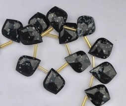 Natural, 20 piece faceted snowflake Obsidian leaf briolette gemstone beads 14x17 - £55.93 GBP
