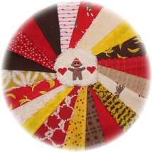 Vintage Chenille Bedspread Sock Monkey Rag Quilt Charm Squares Kit, Moda... - $71.25