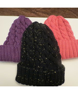 Woman / Girls Sparkle Knit  Beanie Ski Skull  Hats 3 Colors  Pink Purple... - $5.99