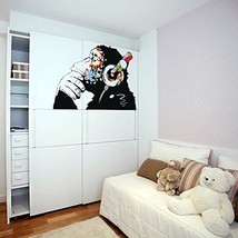 (55&#39;&#39; X 38&#39;&#39;) Banksy Vinyl Wall Decal Monkey with Headphones / Colorful ... - £65.43 GBP