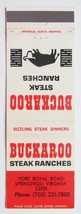 Buckaroo Steak Ranch  Springfield, Virginia Restaurant 20 Strike Matchbook Cover - £1.38 GBP