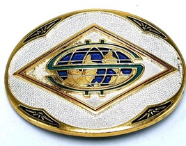 Vintage GP SP Silver Tone Gold Tone Dollar Sign Globe Belt Buckle Award ... - $25.79