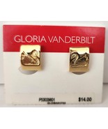 Gloria Vanderbilt Clip Earrings Swan Logo Gold Tone New On Cards Vintage... - £11.90 GBP