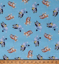 Cotton Bluey and Bingo Dogs Kids Characters Blue Fabric Print by Yard D766.84 - £9.24 GBP