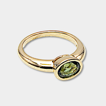 Green Tourmaline Ring, 14k Yellow Gold, East West Stack Design - £1,184.45 GBP