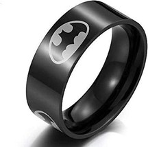 8mm Black Batman Ring Stainless Steel Rings For Men Engagement Band Jewelry - £10.38 GBP