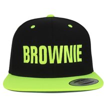 Trendy Apparel Shop Brownie Embroidered Flat Bill 2-Tone Ball Cap - Black Green - £18.66 GBP