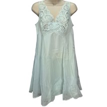 Vintage Shadowline Short Sheer Overlay Nightgown Baby Blue Size S Nylon Lace - $49.45